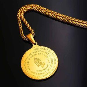 18K Gold Bible Verse Chain Necklace 2mm 20 in